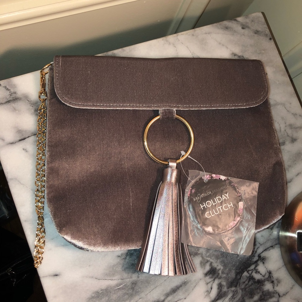 Light Plum velvet clutch purse.